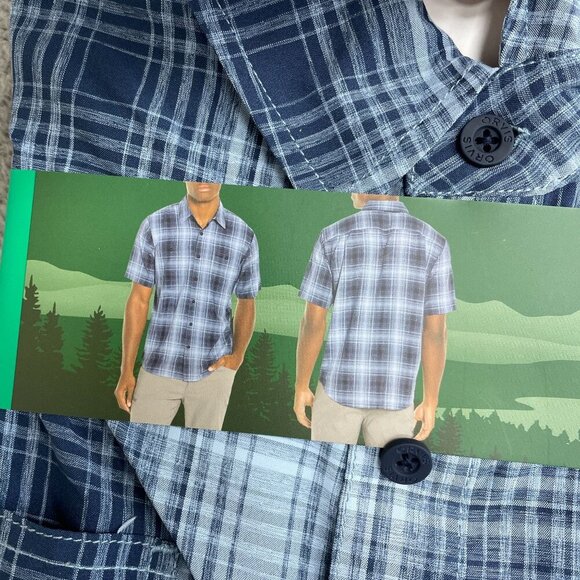 NEW Orvis Men's XL Short Sleeve Tech Shirt Blue Plaid Moisture Wicking UPF 30 - Picture 7 of 9